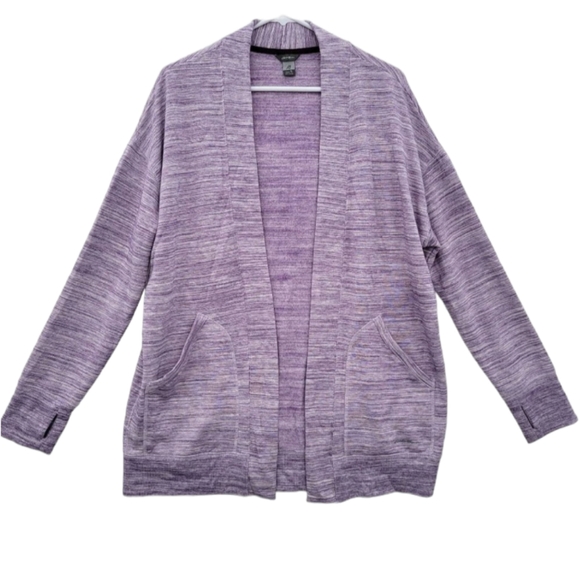 Eddie Bauer Top,  TL Fleece Lined Open Pocket Cardigan Sweater Purple - Picture 1 of 5